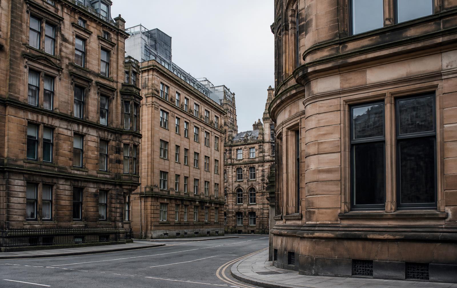 Sandstone buildings in Glasgow city centre near Bath Street